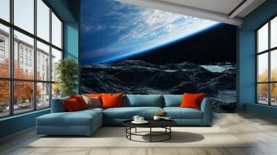 Astronauts exploring an asteroid 3D rendering elements of this image furnished by NASA Wall mural