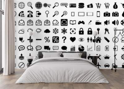 Black web icons set Wall mural