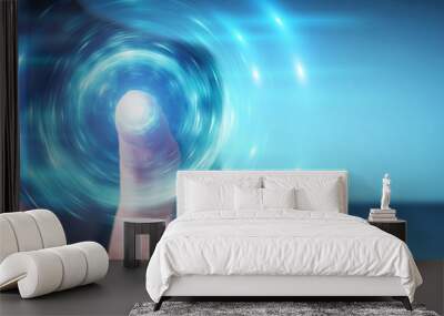 Businessman creating new futuristic energy power source 3D rendering Wall mural