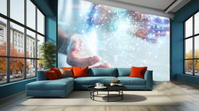 Businessman creating renewable and sustainable eco energy with electrical sphere 3D rendering Wall mural