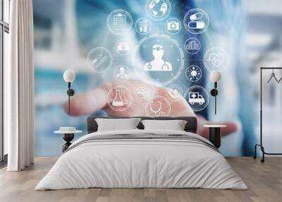 businessman using modern medical interface 3d rendering Wall mural