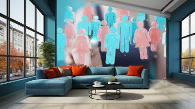 Businesswoman using 3D rendering group of people Wall mural