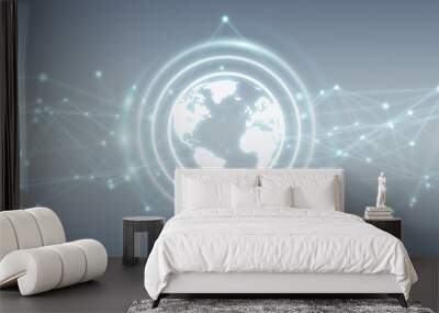 Connections system on world icon 3D rendering Wall mural