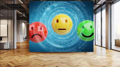 Customer satisfaction rating with smiley 3D rendering Wall mural