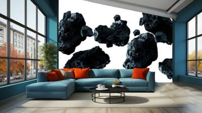 Dark rock asteroid pack 3D rendering Wall mural