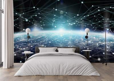 Data exchange and global network over the world 3D rendering Wall mural