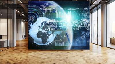 Data exchange and global network over the world 3D rendering Wall mural