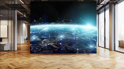 Data exchange and global network over the world 3D rendering Wall mural