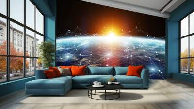 Data exchange and global network over the world 3D rendering Wall mural