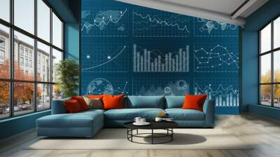 Digital charts and screen interface Wall mural