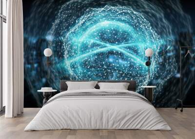 Digital network connection sphere interface 3D rendering Wall mural