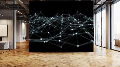 Floating white and blue dot network 3D rendering Wall mural