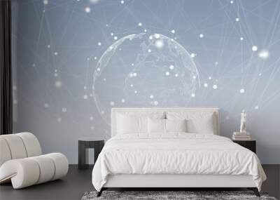 Flying earth network interface 3D rendering Wall mural