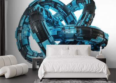 futuristic torus technology textured object 3d rendering Wall mural