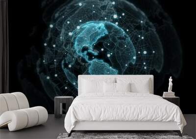 Global network blue background 3D rendering Wall mural