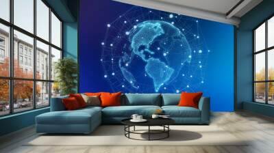 Global network blue background 3D rendering Wall mural