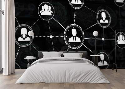 Hand drawn social network presentation sketch Wall mural