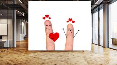 Happy finger couple in love celebrating Valentine day Wall mural