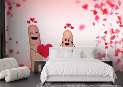 Happy finger couple in love celebrating Valentine’s day Wall mural