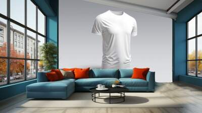 Isolated t-shirt with shadow Mockup. Template of jersey on grey .3d rendering Wall mural