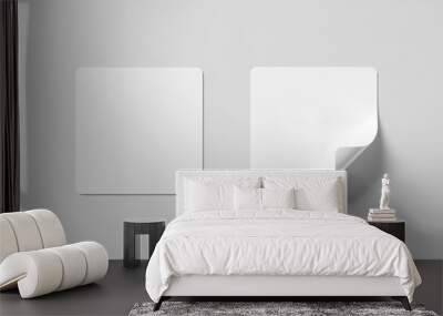 Squared sticker mockup isolated on white 3D rendering Wall mural