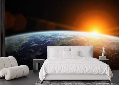 View of blue planet Earth in space 3D rendering elements of this image furnished by NASA Wall mural