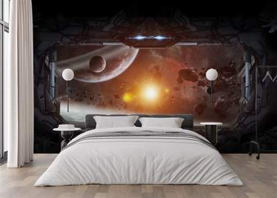 View of outer space from the window of a space station Wall mural