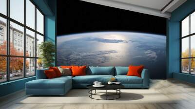 View of planet Earth close up with atmosphere during a sunrise 3D rendering elements of this image furnished by NASA Wall mural