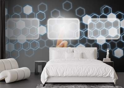 Woman hand touching digital interface Wall mural