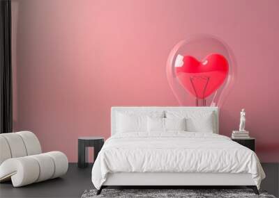 Light bulb with hearth inside, romantic concept Wall mural