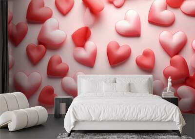 Valentine's day background with 3d hearts Wall mural