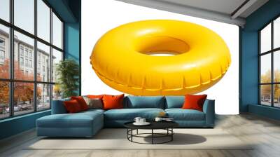 Yellow Inflatable ring isolated on white background Wall mural