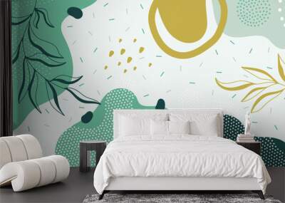 Cute doodle pattern background with abstract shapes and dots. Modern vector pattern for Banner, Flyer, Cover... Wall mural