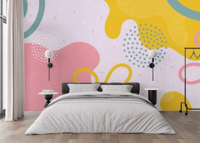 Cute doodle pattern background with abstract shapes and dots. Modern vector pattern for Banner, Flyer, Cover... Wall mural