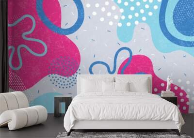 Doodle background pattern, abstract colored shapes. Modern minimalism trendy pattern background. Wall mural