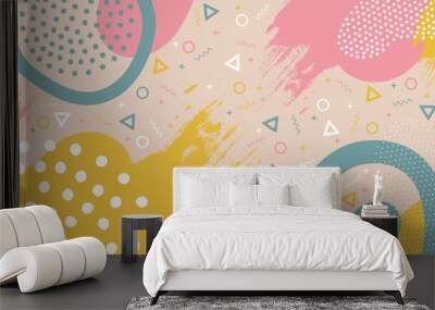 Doodle background with abstract shapes and dots. Modern vector pattern for Banner, Flyer, Cover... Wall mural