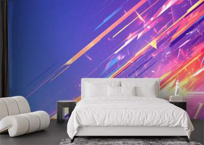 Futuristic abstract background, colorful bright neon rays and glowing lines. AI generative Wall mural