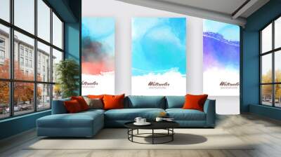 Abstract watercolor color design banner set. Wall mural