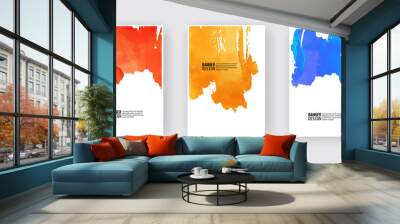 Abstract watercolor color design banner set. Wall mural