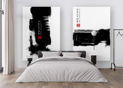 Banners with abstract black ink. eps10 vector illustration Wall mural