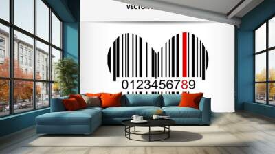 Barcode image with red strip Wall mural