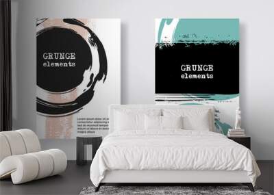 Collection of grunge covers with brush strokes. Wall mural