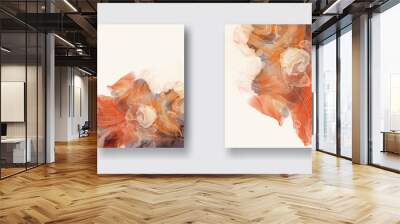 Luxury orange abstract background of marble liquid ink art. Vector illustration. Wall mural