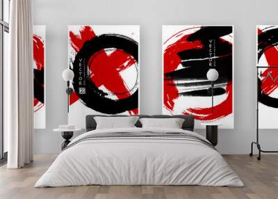 vector black red ink brush stroke Wall mural