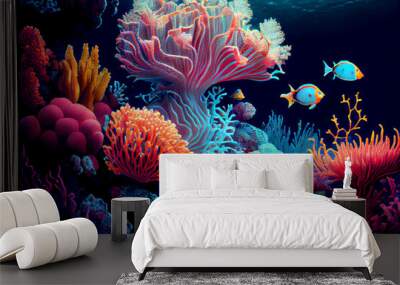 AI Generated coral reef and coral Wall mural