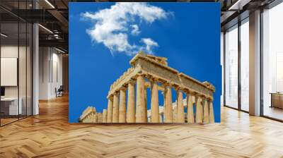 parthenon in athens  city greece in spring  season blue sky and clouds Wall mural