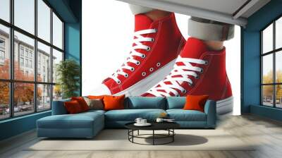 sneakers shoes red  modern isolated in white backgorund - ai generated Wall mural