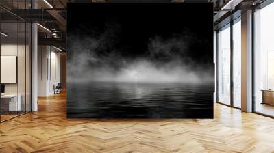 Smoke black ground fog cloud floor mist background steam dust dark white horror overlay. Ground smoke haze night black water atmosphere 3d magic spooky smog texture isolated transparent effect circle. Wall mural