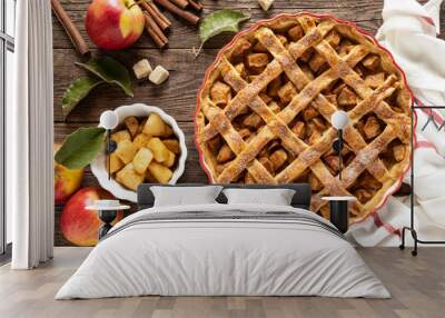 Apple pie. Traditional american apple pie with fresh apples and cinnamon Wall mural