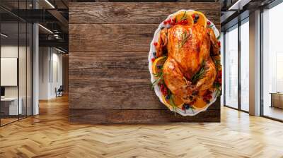 Christmas turkey. Traditional festive food for Christmas or Thanksgiving Wall mural